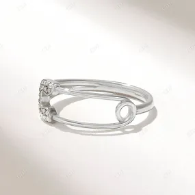 0.08CTW Real Diamond Pave Safety Pin Ring