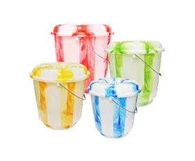 16 Litre Tie Dye Design Plastic Bucket with Lid Assorted Colours TS60991 (Big Parcel Rate)