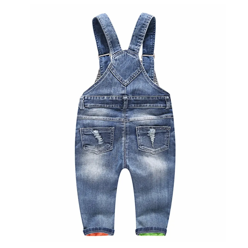 Baby Washed Ripped Soft Denim Overalls