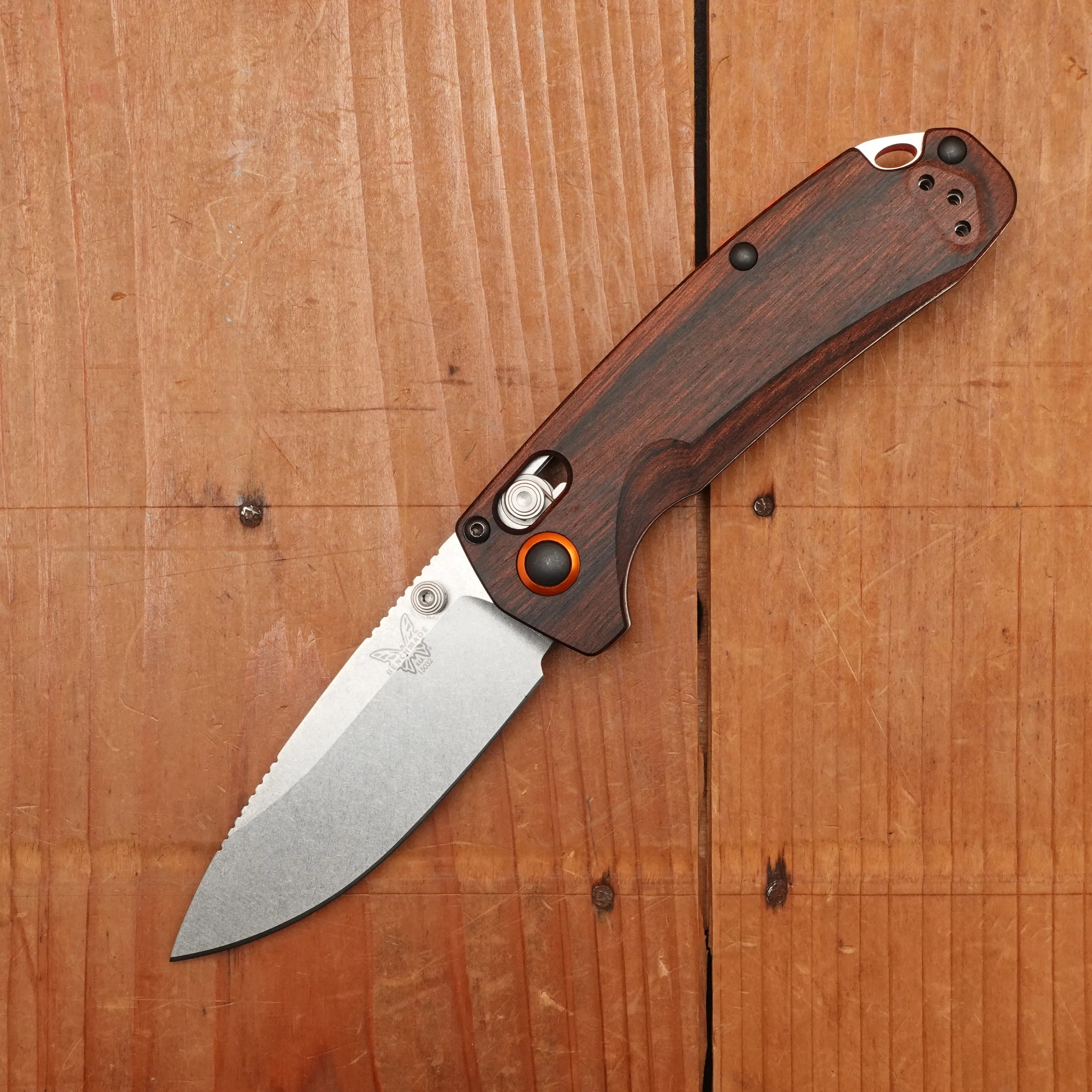 Benchmade 15032 North Fork Drop Point CPM-S30V AXIS Lock Stabilized Wood Handle