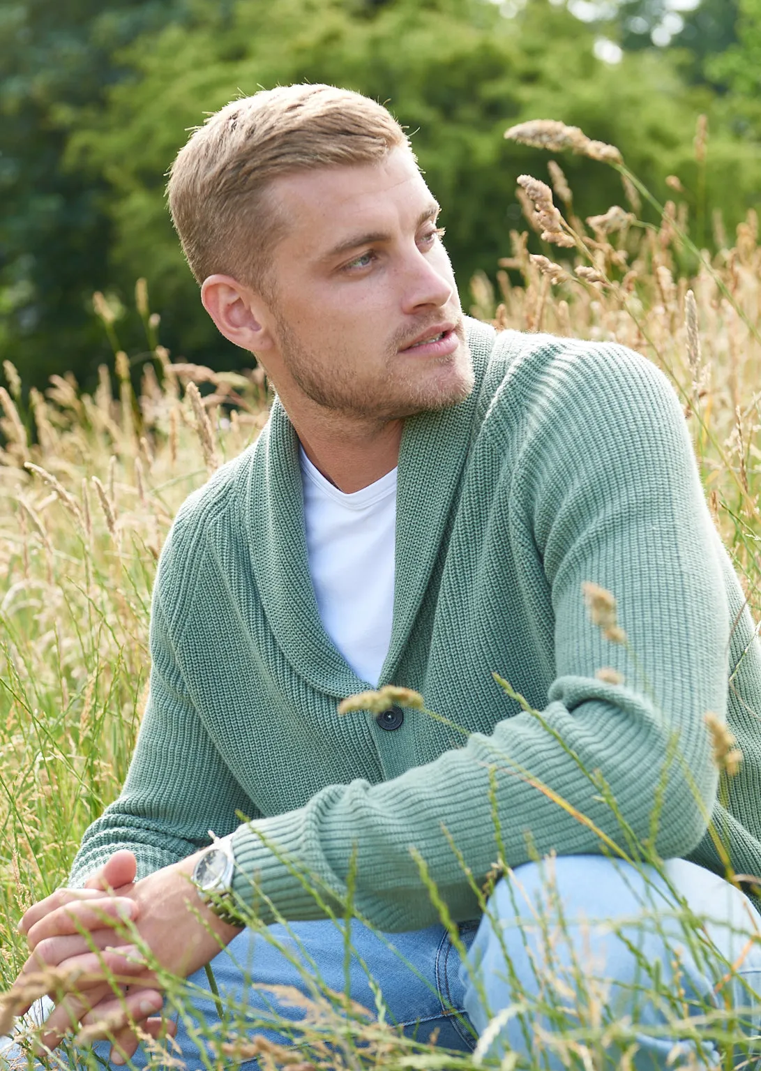 Brunswick Shawl Collar Cardigan In Landscape