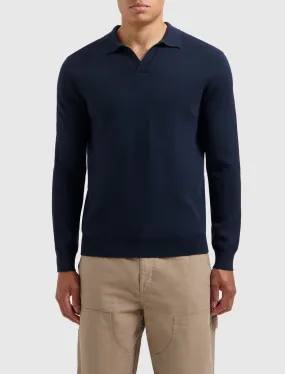 Buttonless Polo Knitwear | Navy