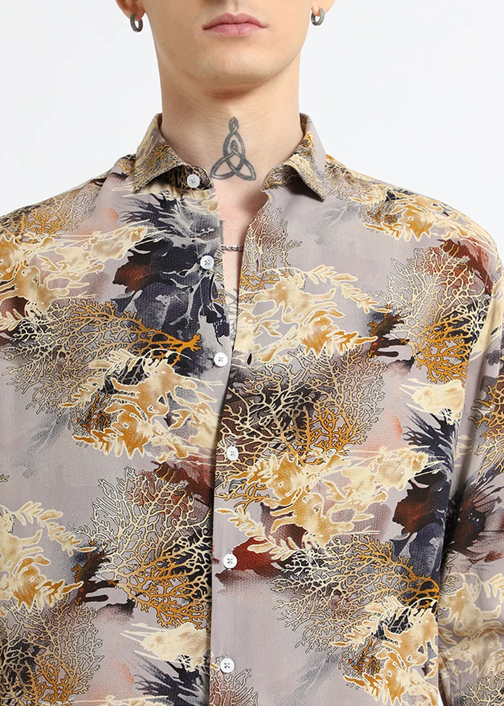 Coral Oasis Tan Feather shirt