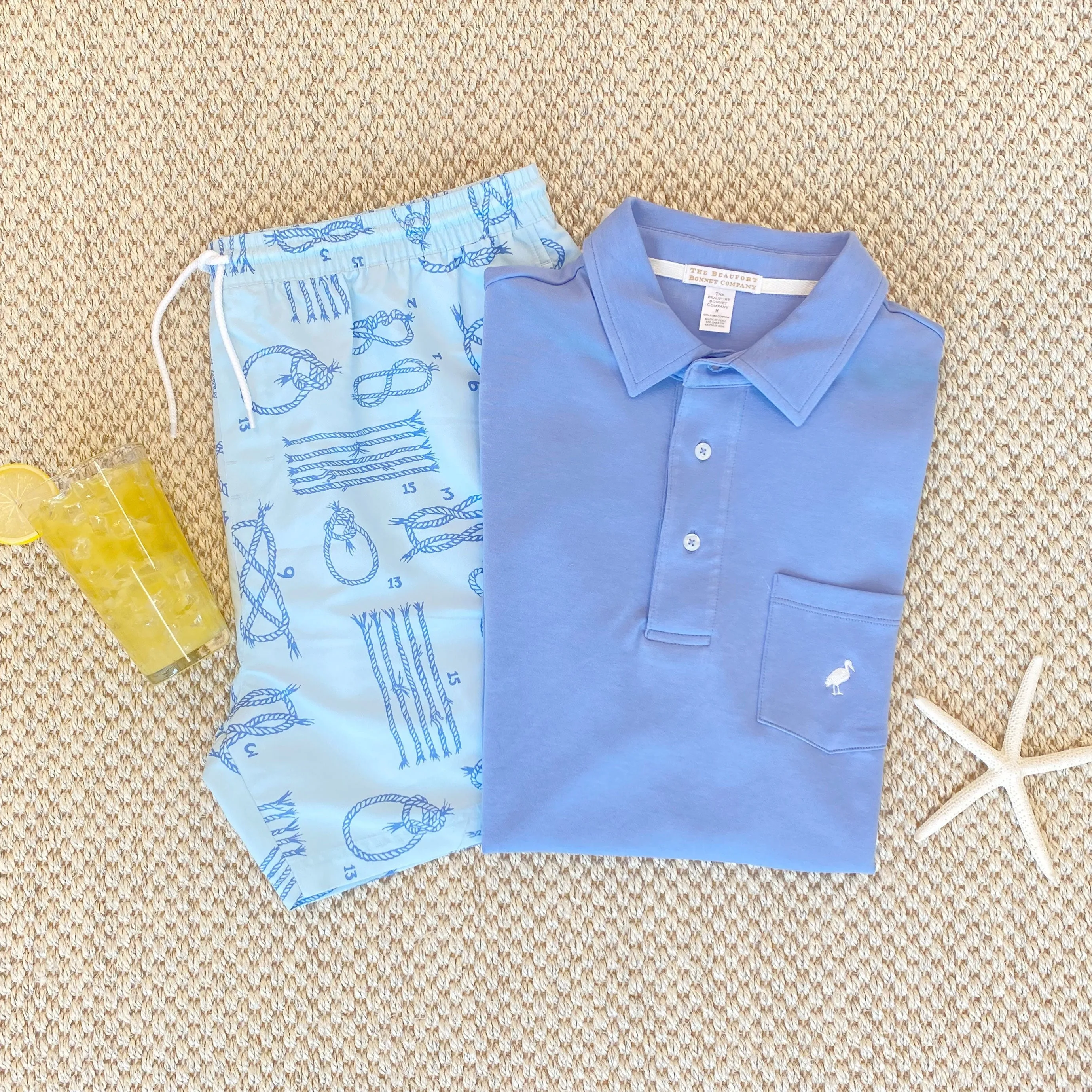 Croquet Party Polo (Men's) - Park City Periwinkle with Worth Avenue White Stork