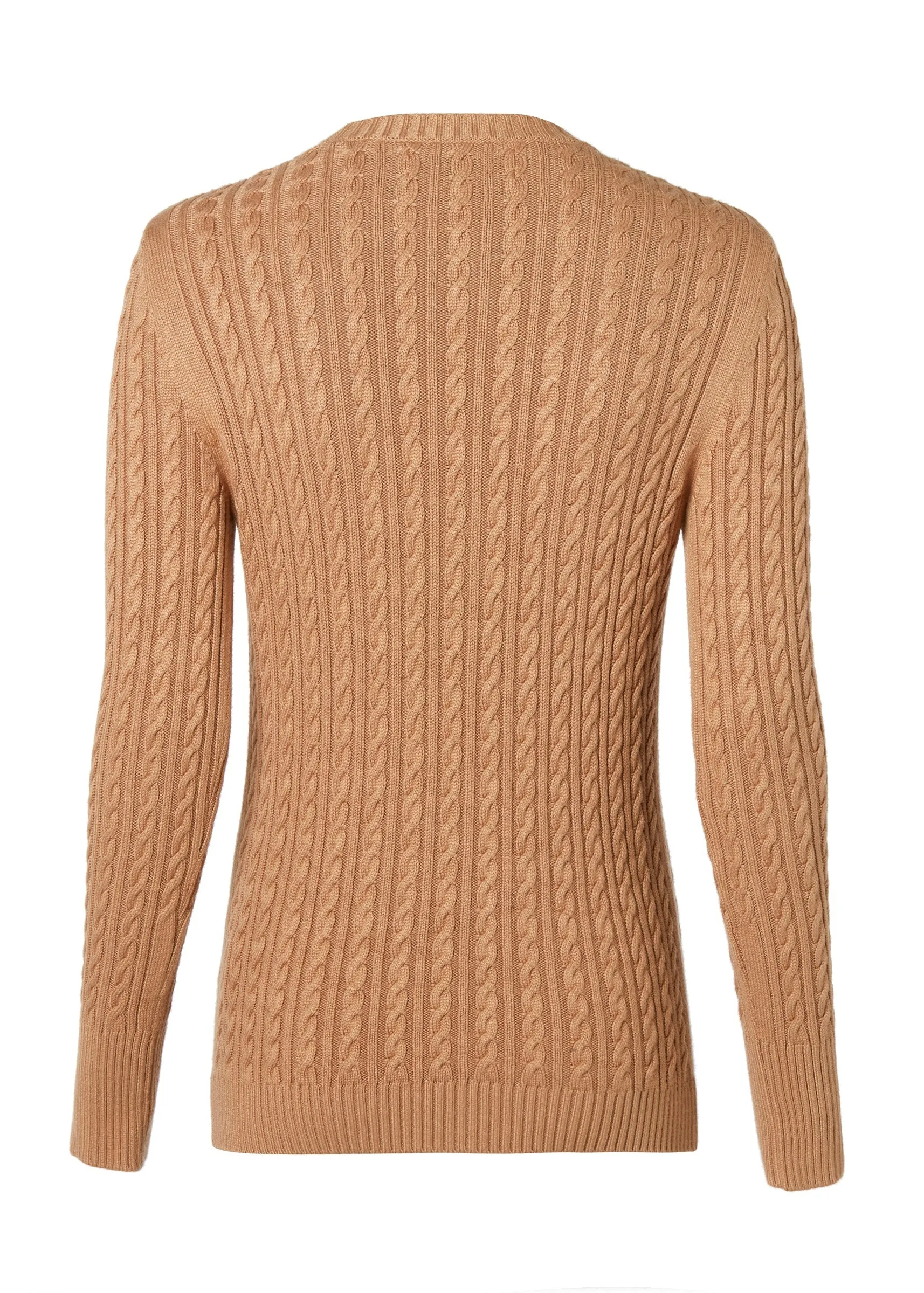 Holland Cooper Seattle Cable Crew Knitwear in Dark Camel