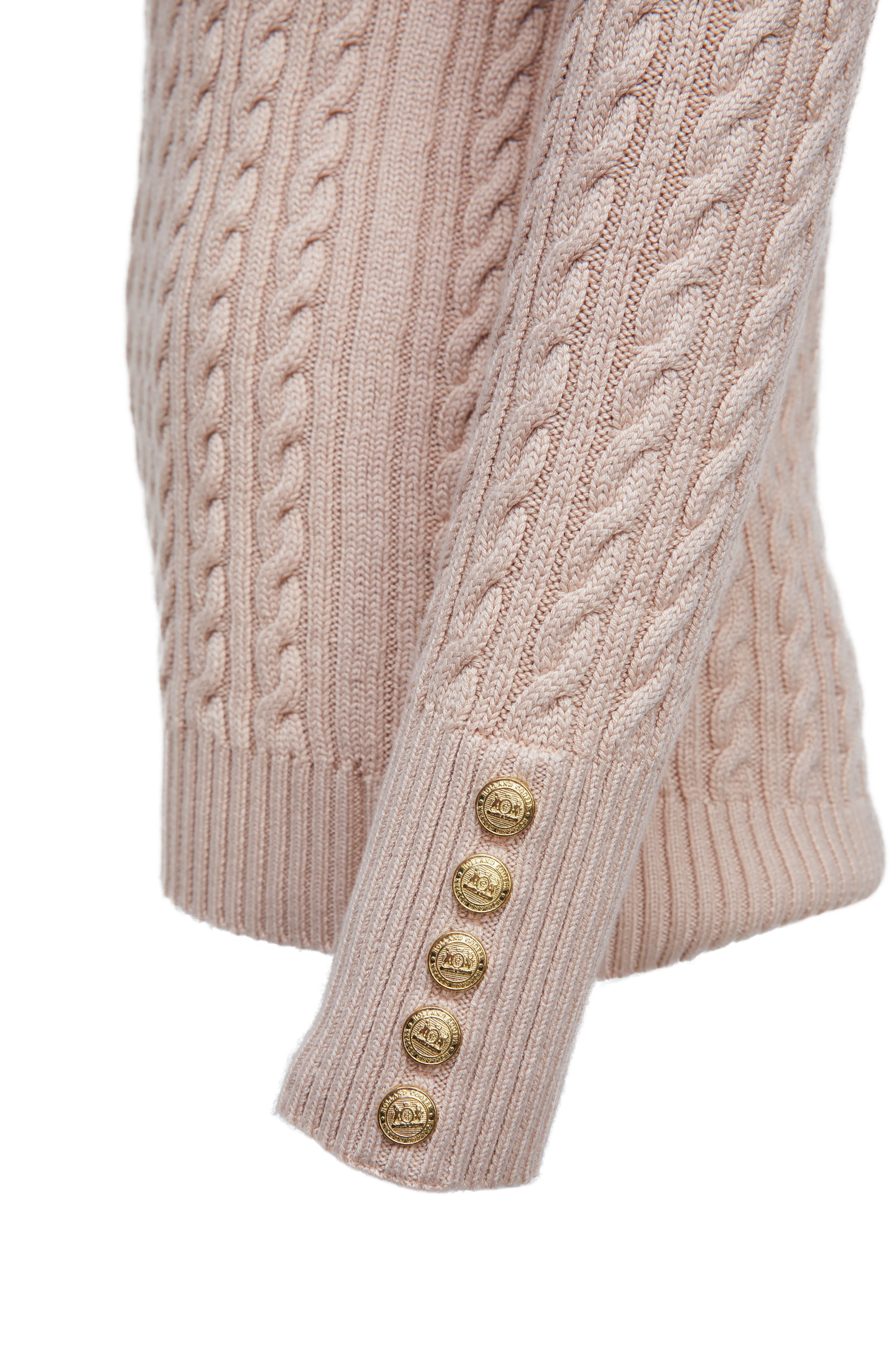 Holland Cooper Seattle Cable V Neck Knitwear in Oatmeal