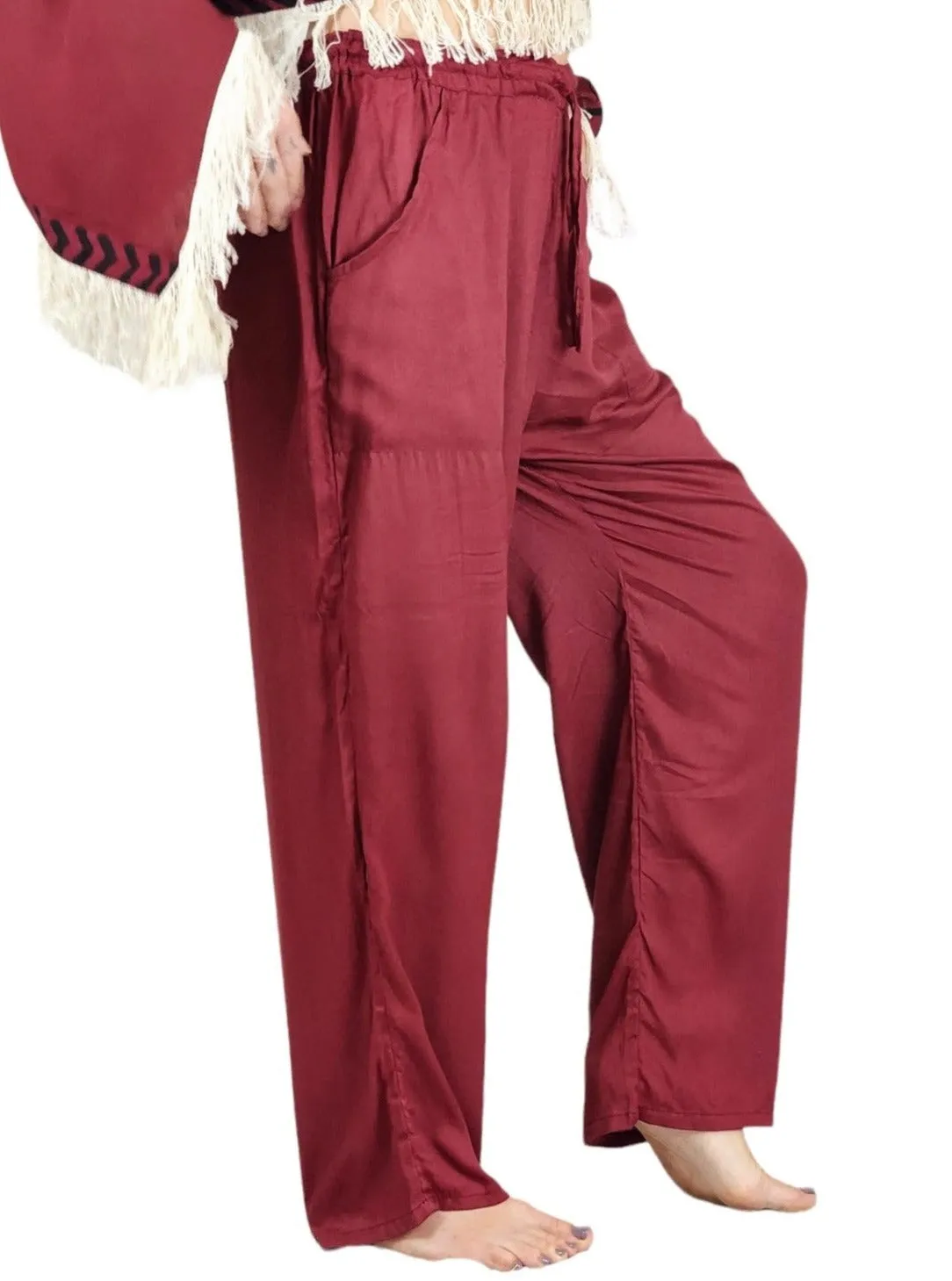 Maroon Rayon Cotton Trousers