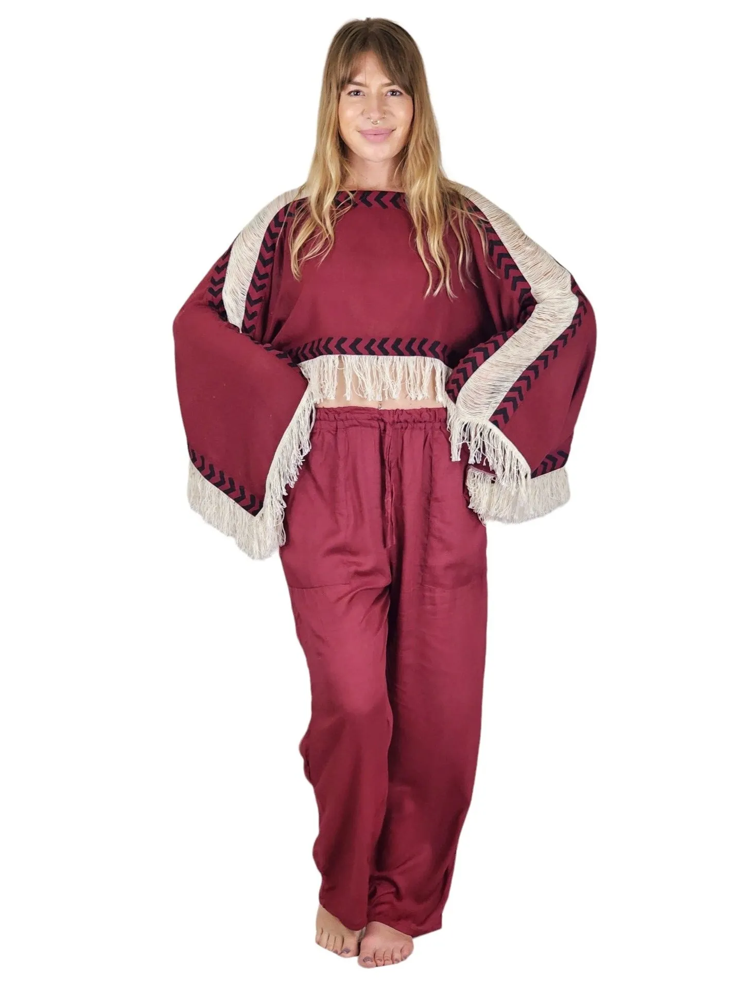 Maroon Rayon Cotton Trousers