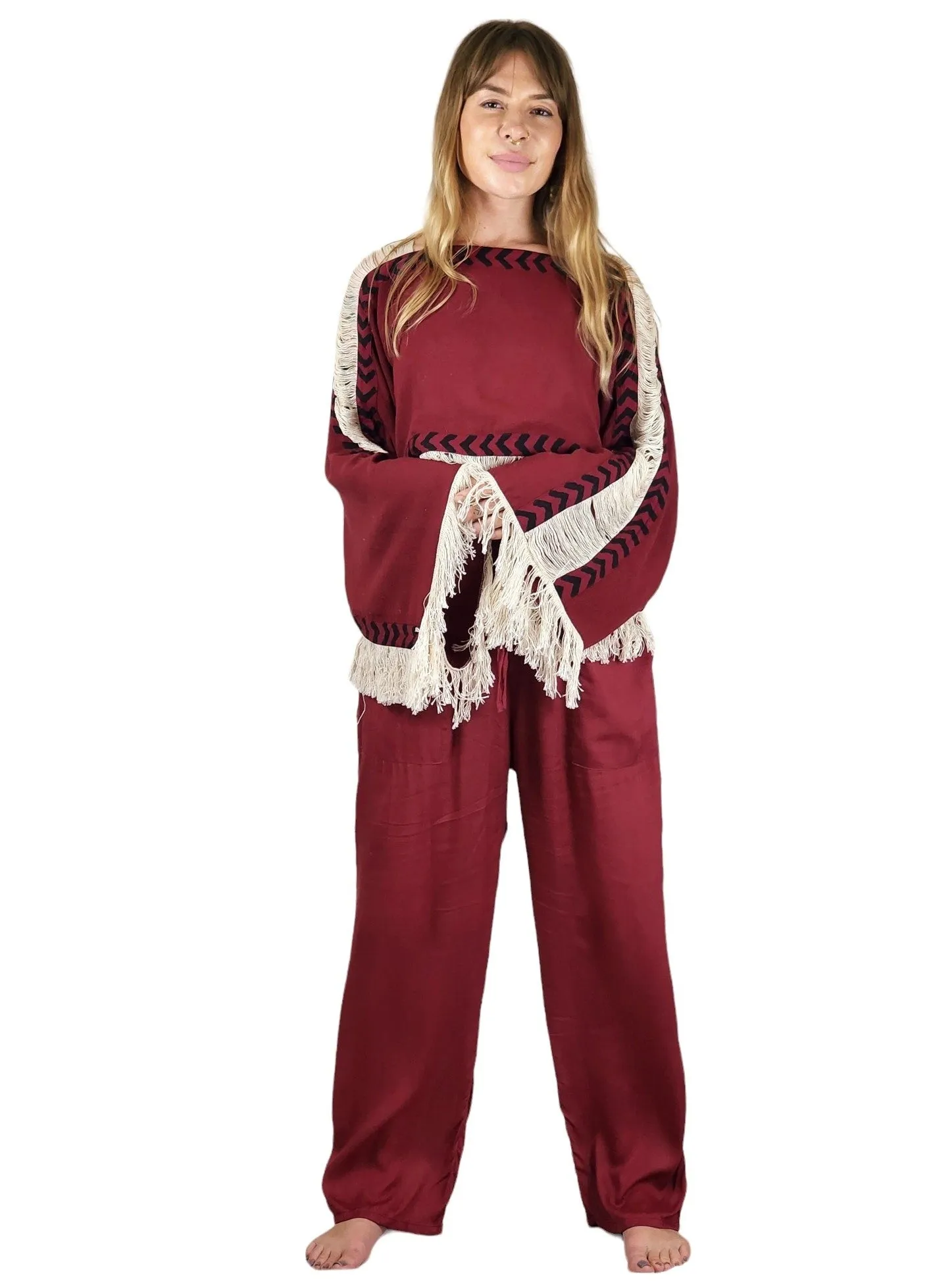 Maroon Rayon Cotton Trousers