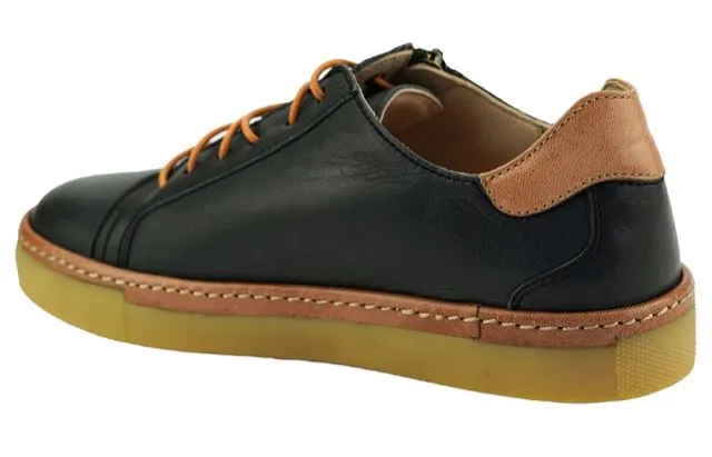 NAVY VEGAN LEATHER SIDE ZIP SHOE