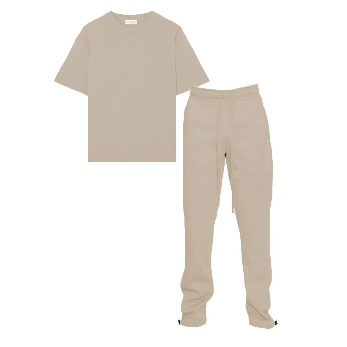 Oatmeal Drop Shoulder & Ankle Toggle Sweat Set