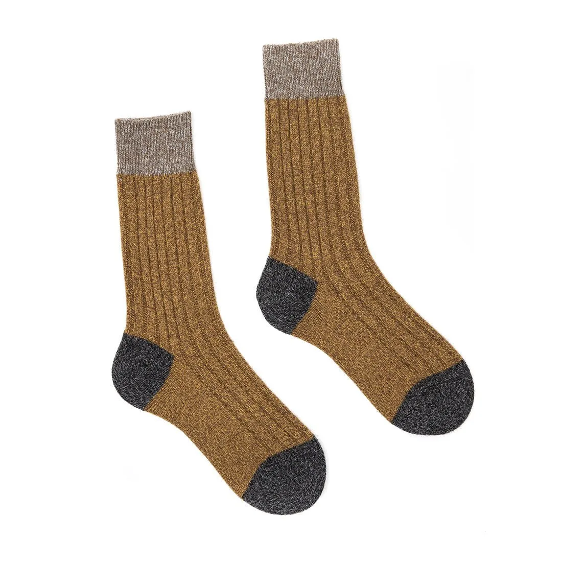 Ochre Colour Block Socks