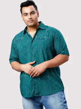 Persian Green Digital Printed Half Sleeve Shirt Men's Plus Size