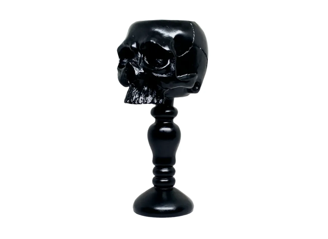 Resin Skull Tall Candle Holder