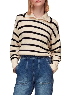 Rib Stripe Collar Sweater