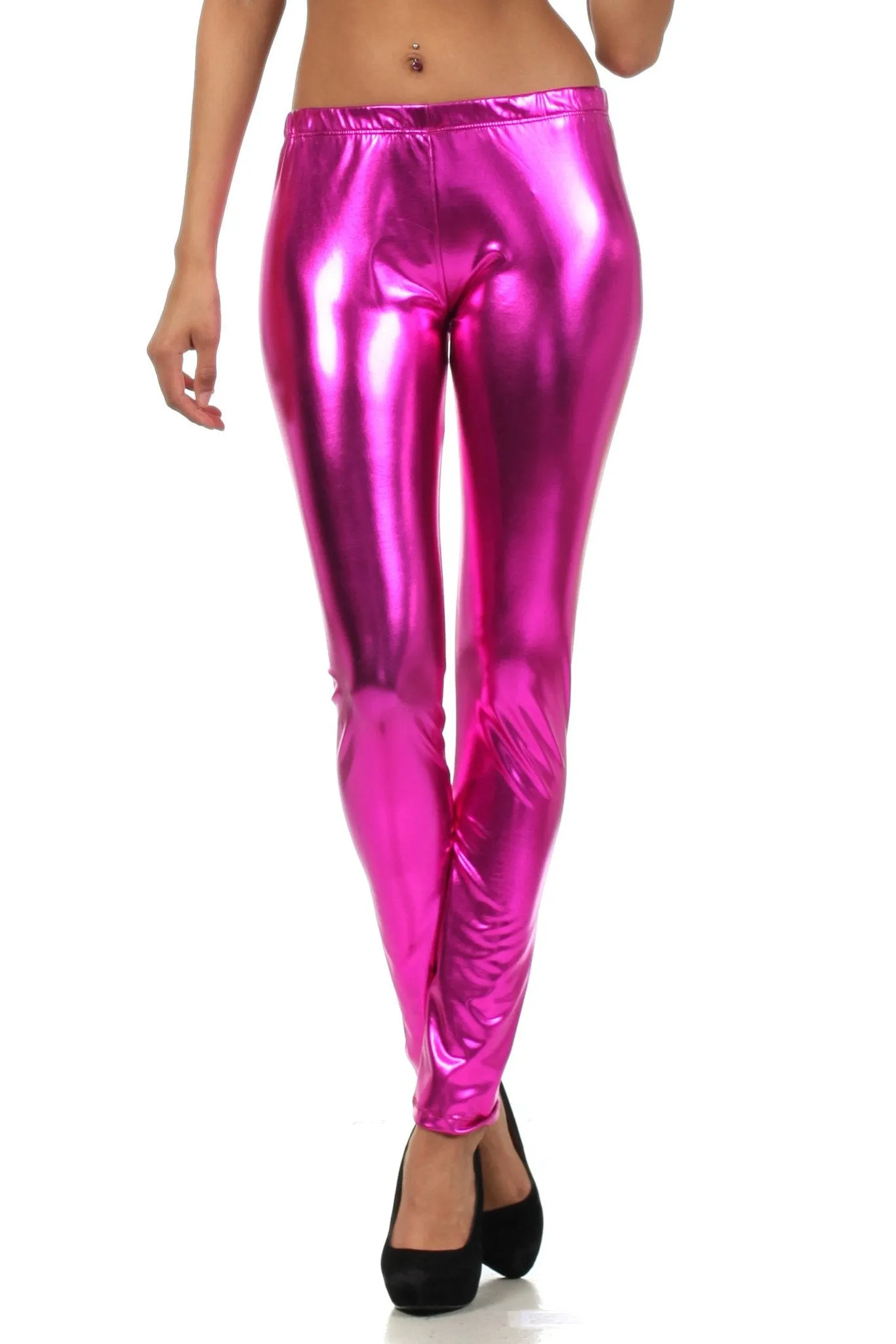 Sakkas Footless Liquid Wet Look Shiny Metallic Stretch Leggings