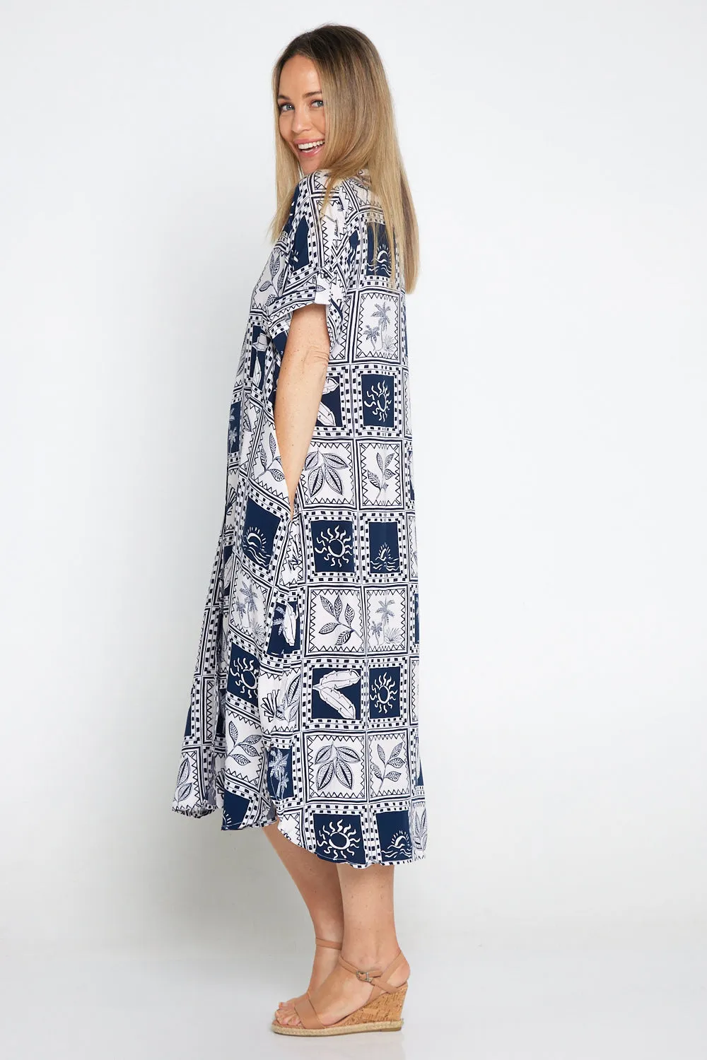 Seabreeze Dress - Navy/White Postcard