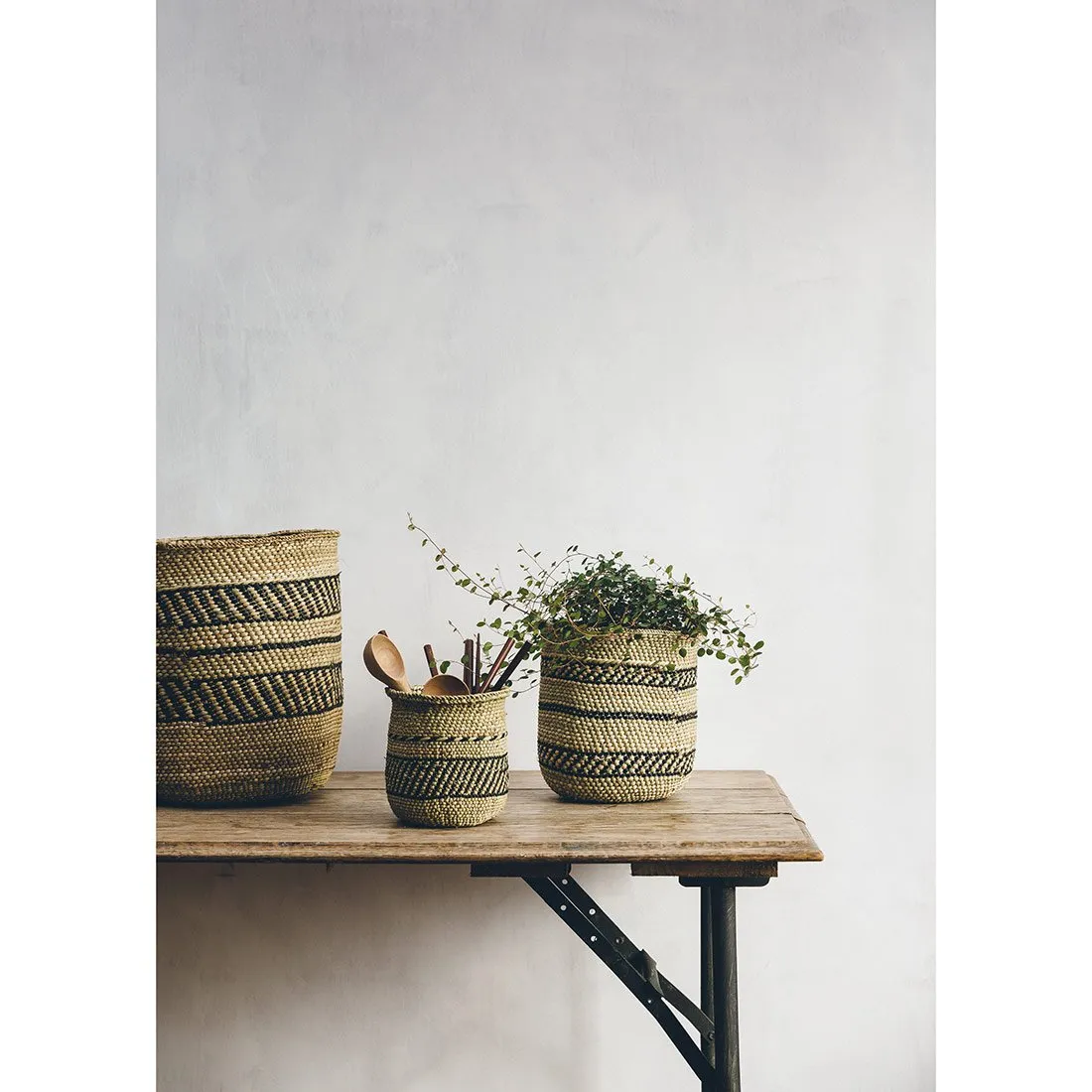 Striped Woven Basket