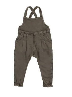 Taupe Denim Terry Baby Overalls