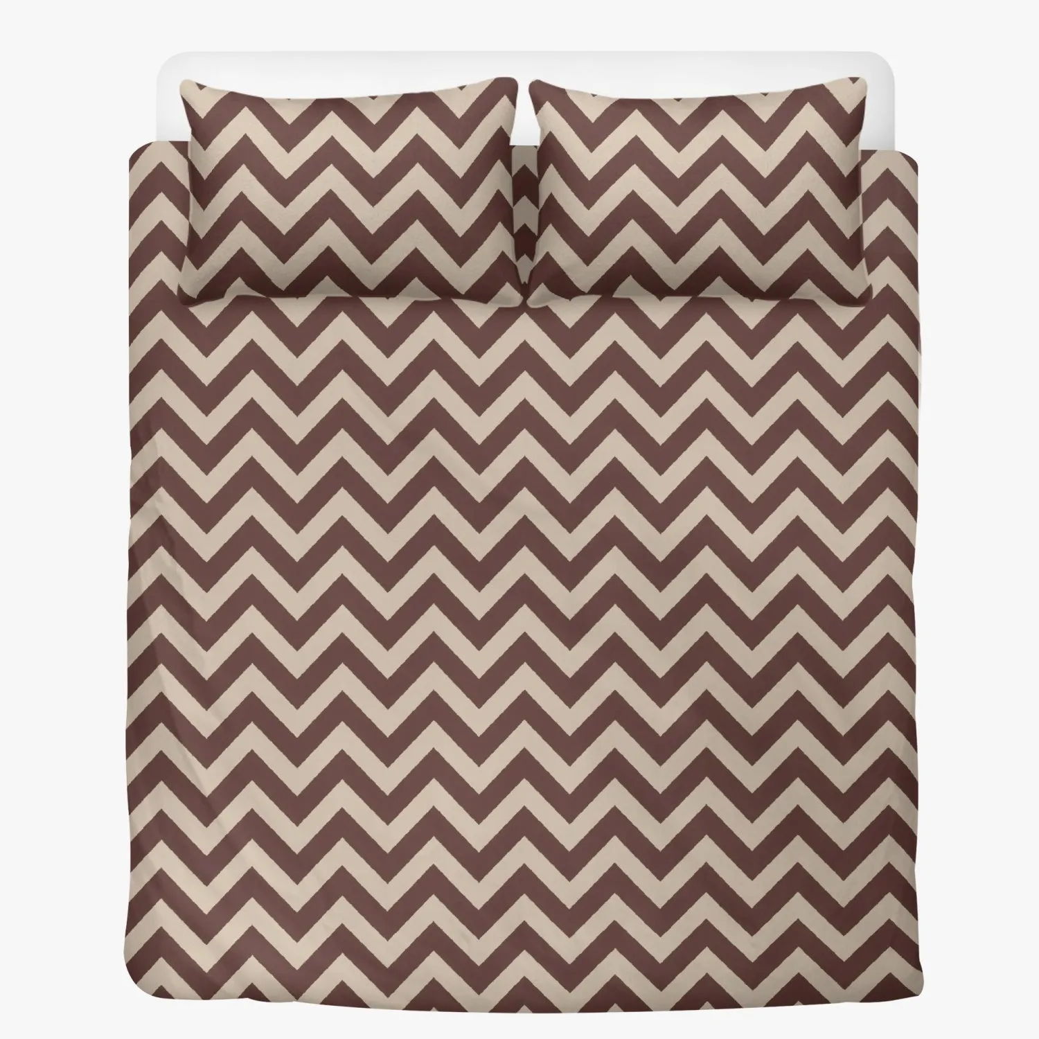 Vampire Art 3-Piece Retro Polyester Bedding Set - Brown Mod Harringbone