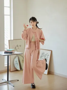 Walking After Midnight 午夜行走 Modernized Daily Cotton Tang Song Pantsuit Set