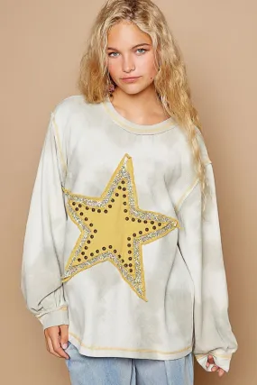 Washed Star Patch With Studded Top