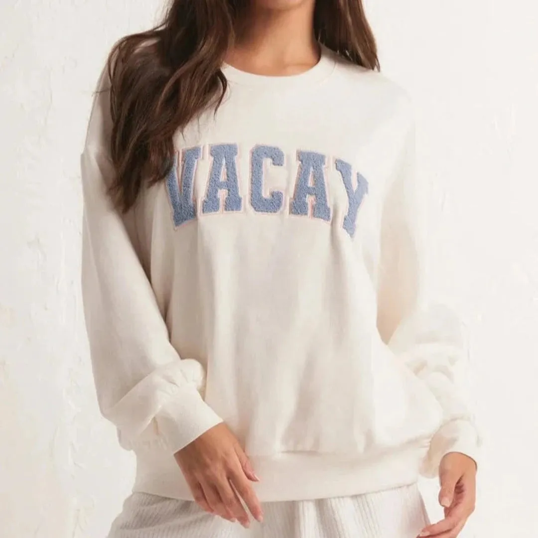 Z Supply Oversized Vacay Sweatshirt (Cloud)